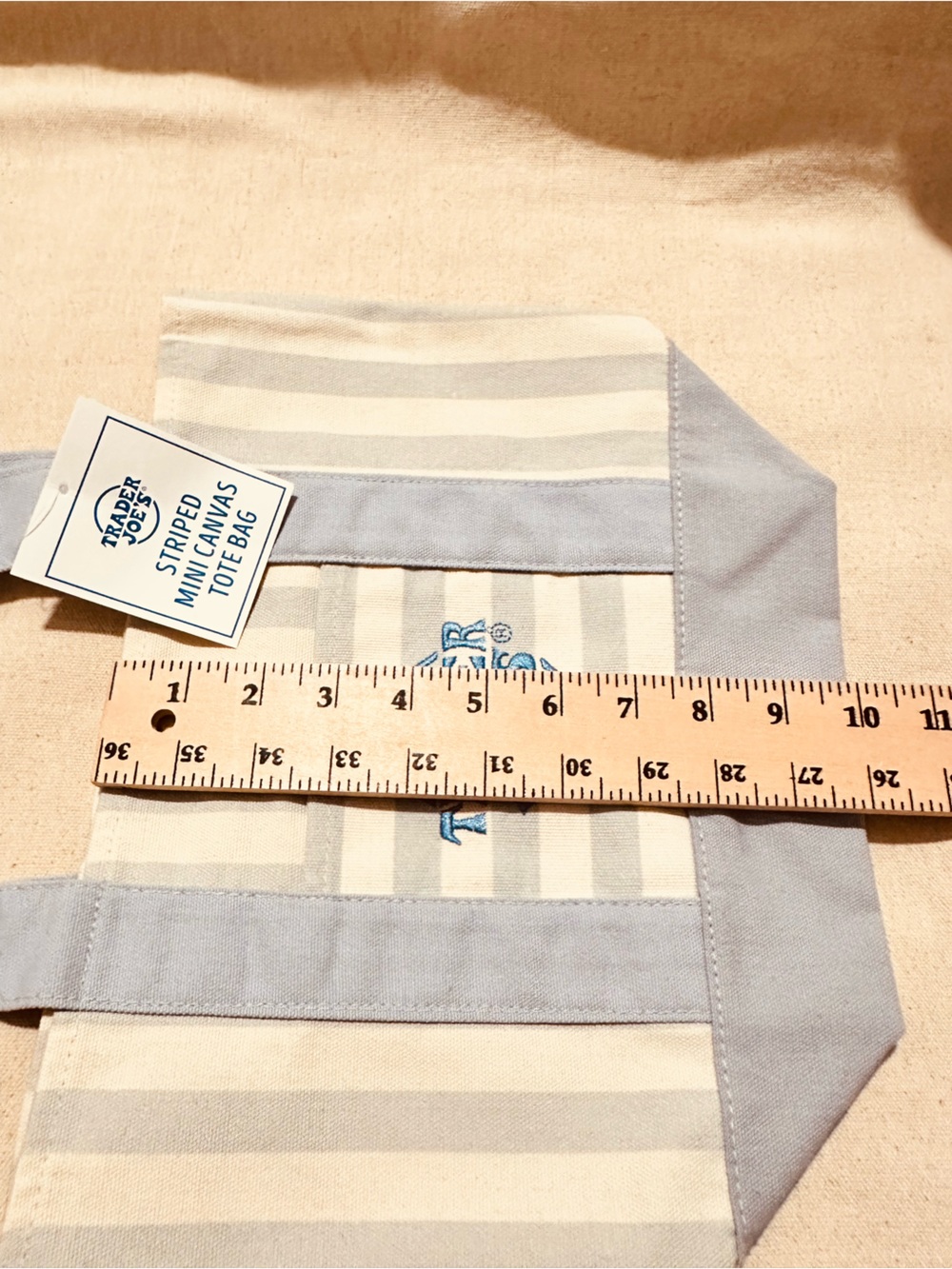 Trader Joe's | Tote | Trader Joe’s Striped Mini Canvas Tote Bag | Light Blue - Picture 4 of 11